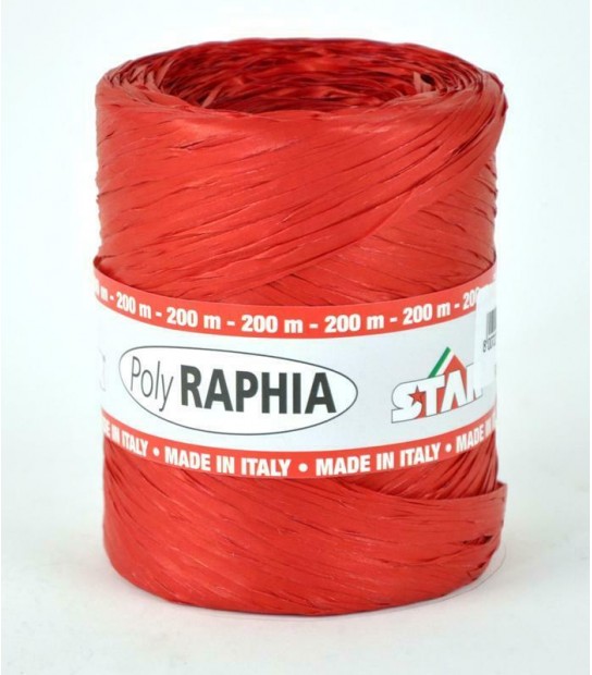 733250 - Bobine de 50g raphia naturel - rouge