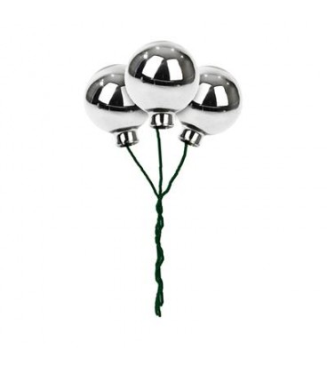 Boules de noel sur fil 3x25  Argent
