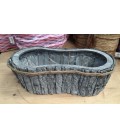 Jardiniere ovale L35 h14 bois gris