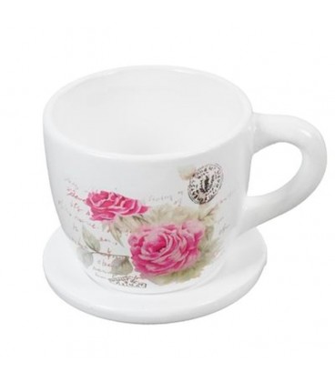 Tasse soucoupe rose Ø7.4 h 7