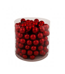 Boules de noel sur fil 3x25  Rouge