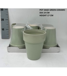 Cache pot vert amande Ø 14 h 17