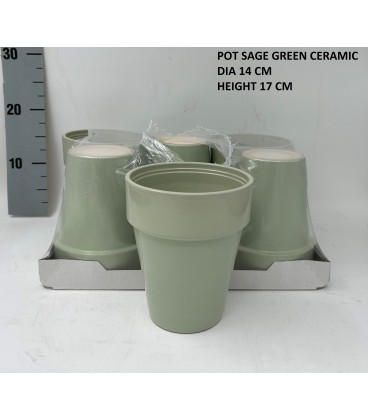 Cache pot vert amande Ø 14 h 17