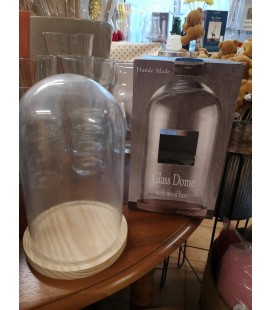 Cloche en verre socle bois