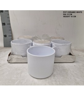 Lot de 6 cache pot blanc point 