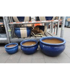 Cache pot ceramique bleu 