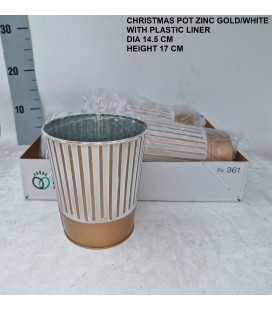 Cache pot or et blanc Ø 14