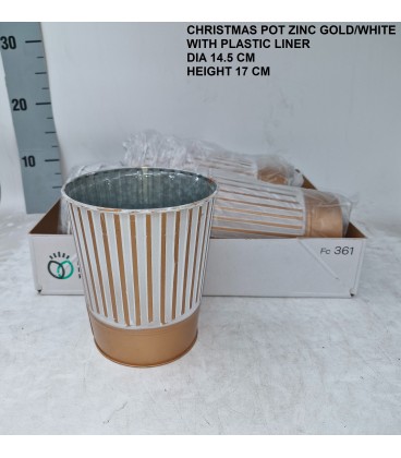 Cache pot or et blanc Ø 14