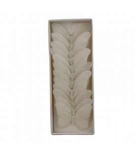 Lot de 12 papillons Blanc 10 cm