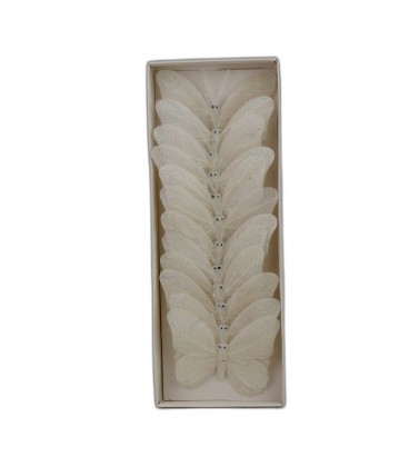 Lot de 12 papillons Blanc 10 cm