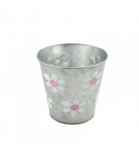 Cache pot zinc fleurs Ø 12