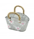 Contenant zinc fleur + corde oval 