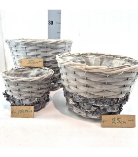 Lot de 3 cache pot osier bicolor
