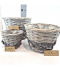 Lot de 3 cache pot osier bicolor