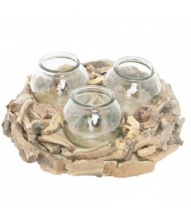 Couronne bois flotté Blanc +3 verre