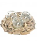 Couronne bois flotté Blanc +3 verre
