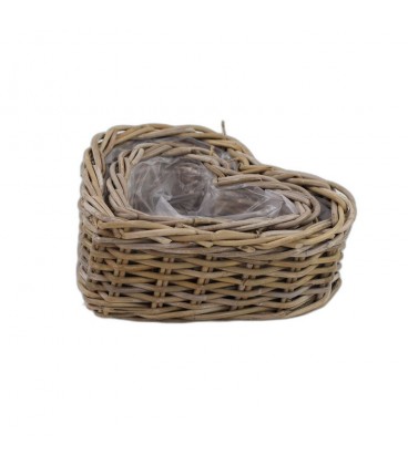 Lot de 2 panier Rotin Coeur 