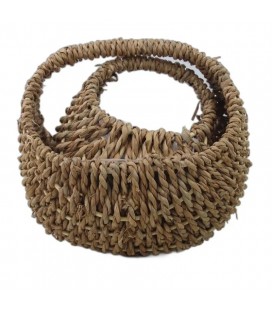 Lot de 2 corbeille anse oval jute