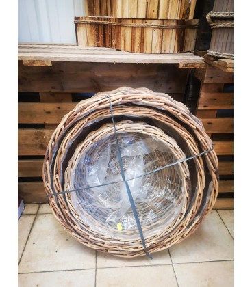 Lot de 3 Grande paniere ronde rotin