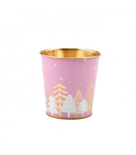 Pot Noel Rose Or Ø 10 h 10