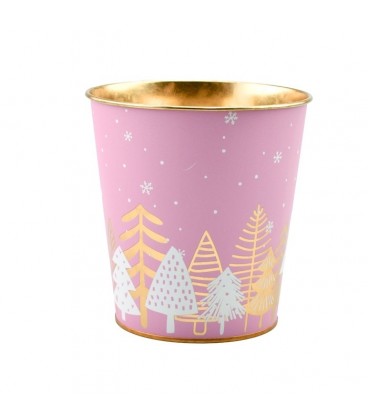Pot Noel Rose Or Ø 13 h 13