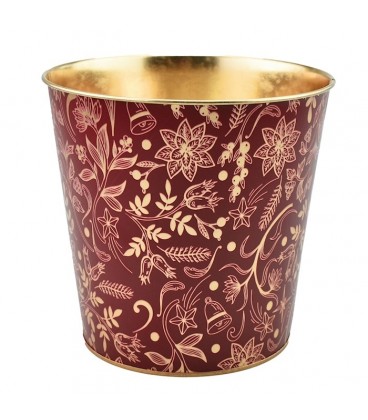 Cache pot noel Rouge Or H16.5  Ø17.