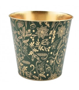 Cache pot noel Vert Or H16.5  Ø17.